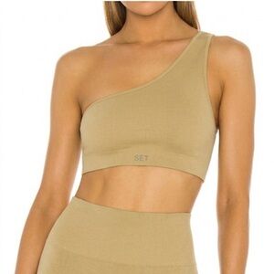 SET Active Ribbed One Shoulder Sportsbra Size Small Mustard Yellow